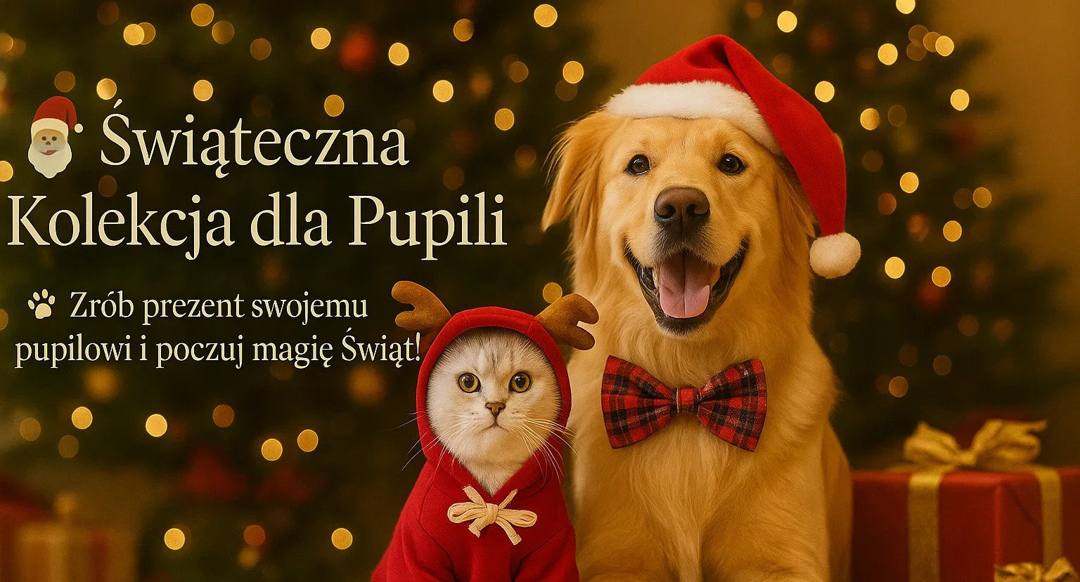 Pies w czerwonej świątecznej bluzie z kokardą – idealny prezent dla pupila