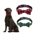Świąteczna obroża w czerwono-zielone wzory dla psa – elegancki dodatek na zimę